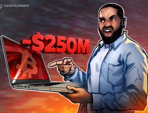 Preço do Bitcoin pune traders enquanto liquidações cripto em 24 horas superam US$ 250 milhões